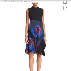 DKNY Rib-knit asymmetrical hem dress